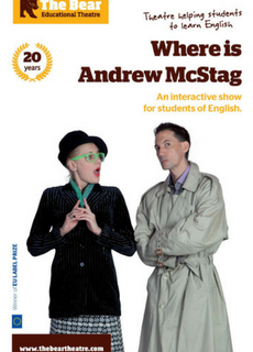 Affiche de la pièce de théâtre en anglais pour collégiens Where is Andrew McStag par The Bear Educational Theatre